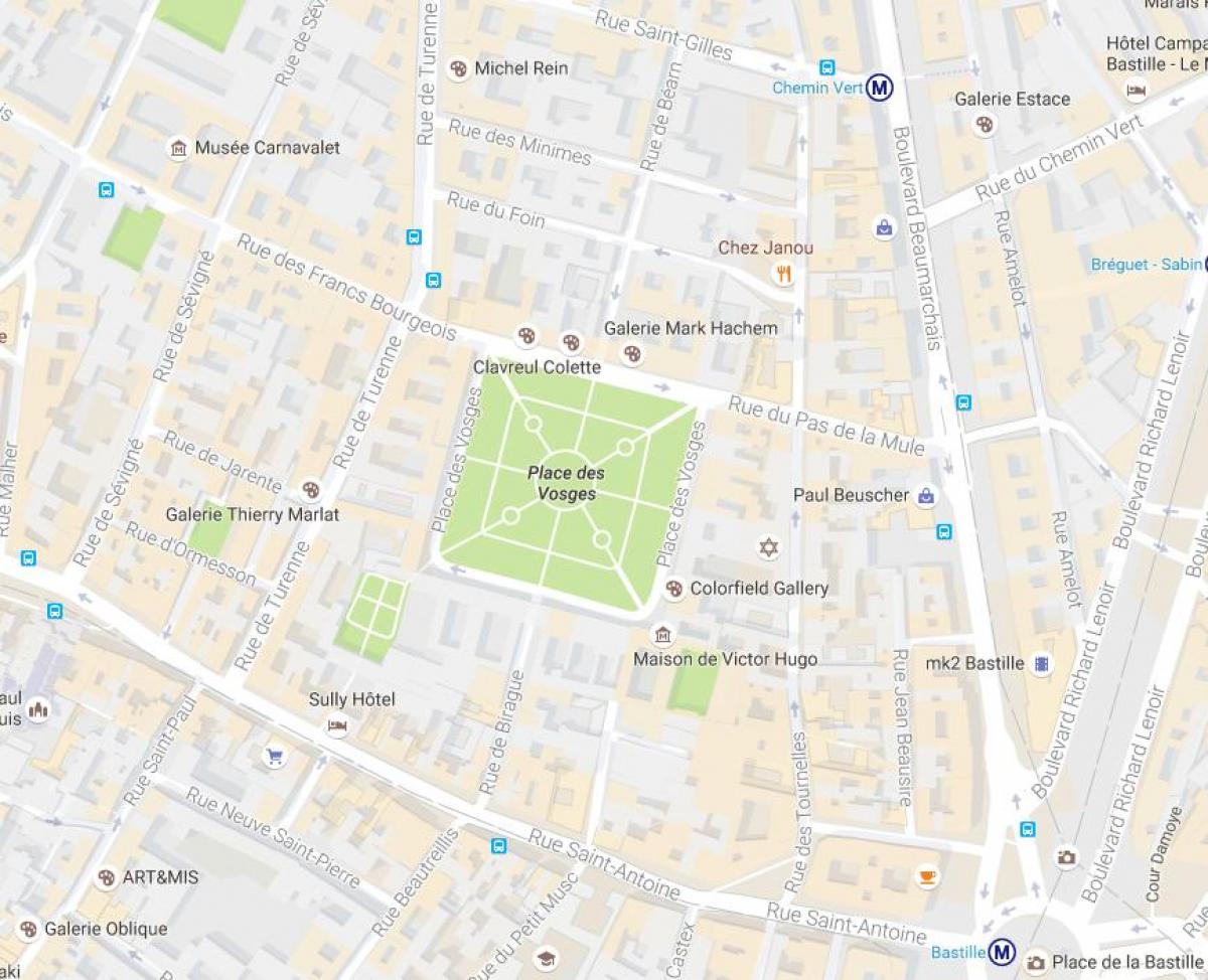 Bản đồ của Place des Vosges