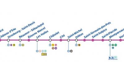 Bản đồ của Paris đường tàu điện ngầm 4