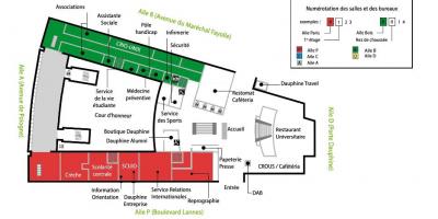 Bản đồ của đại học Dauphine - tầng trệt
