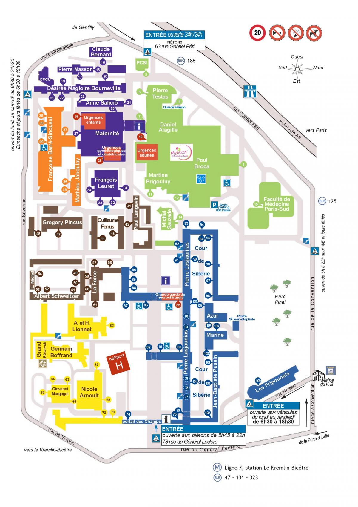 Bản đồ của Bicêtre bệnh viện