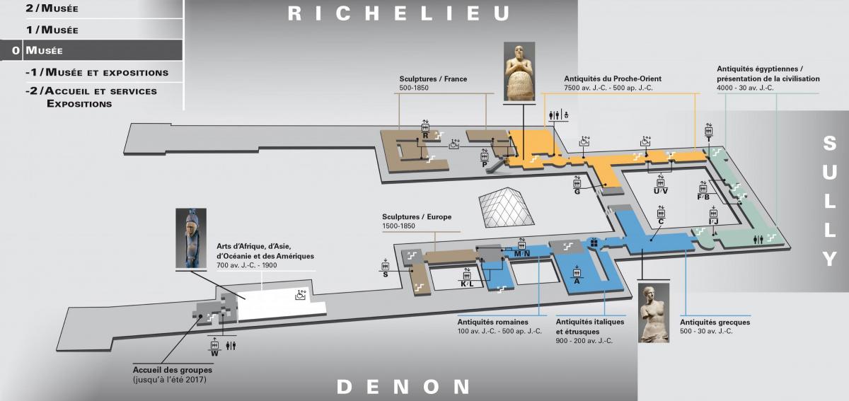 Bản đồ của bảo Tàng Louvre Mức 0