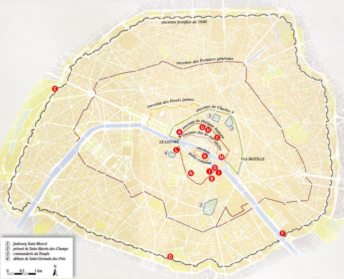 Bản đồ của những bức tường thành Phố của Paris