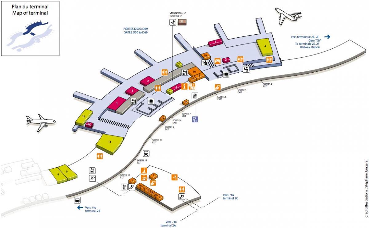 Bản đồ của GA sân bay, ga 2D