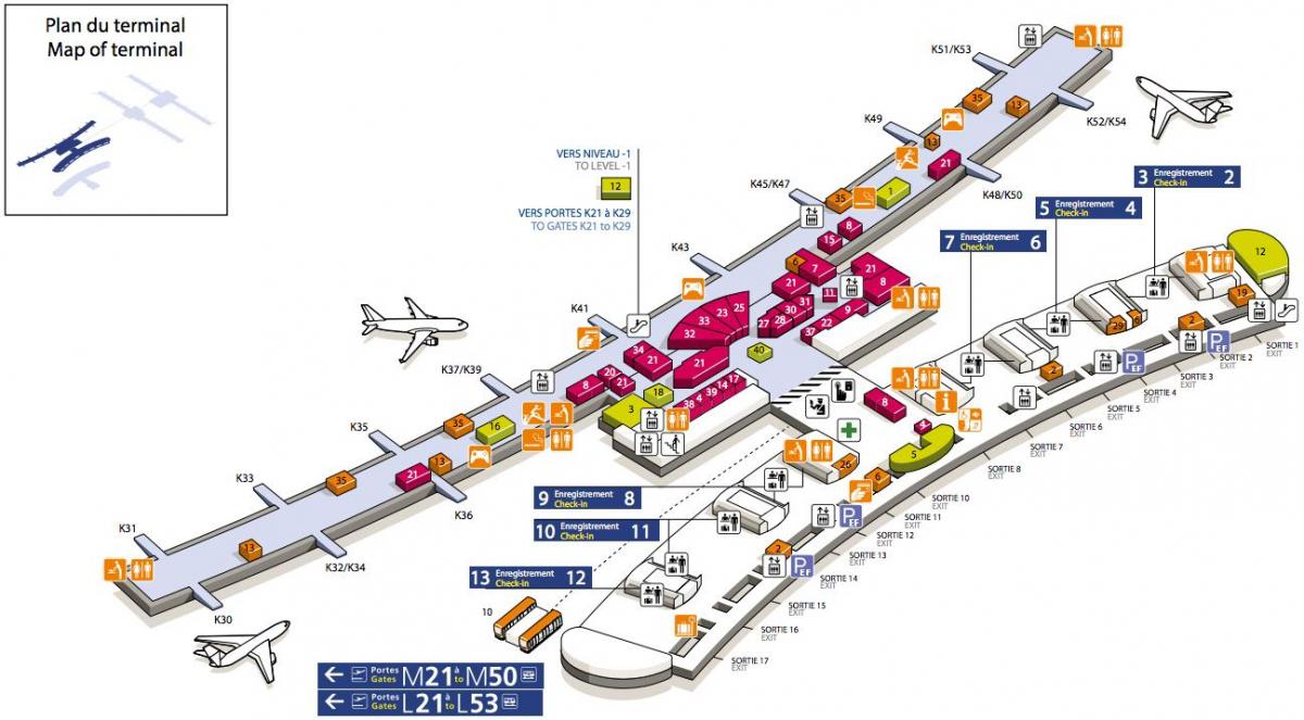 Bản đồ của GA sân bay, ga 2E