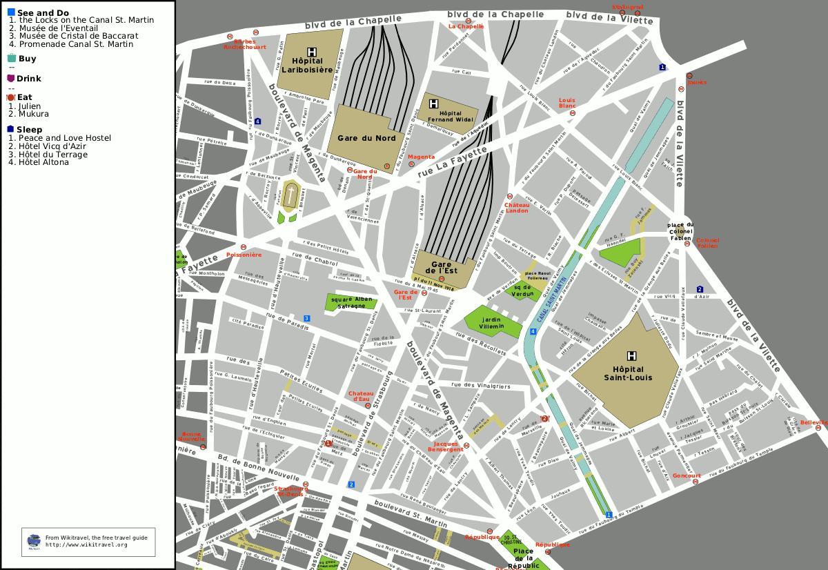 Bản đồ của quận 10 của Paris