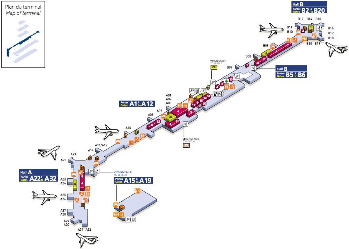 Bản đồ của Nam phi trường Orly
