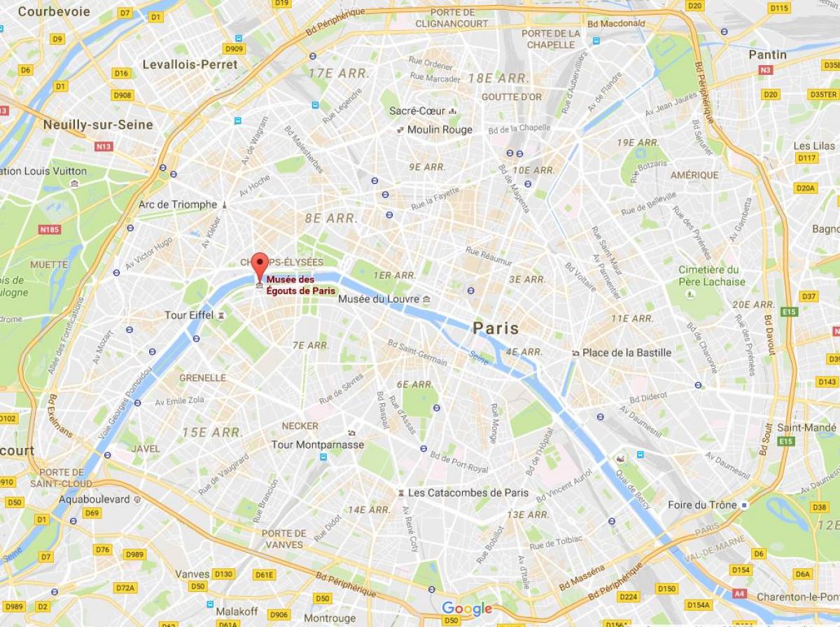 Bản đồ của Paris hệ thống cống rãnh