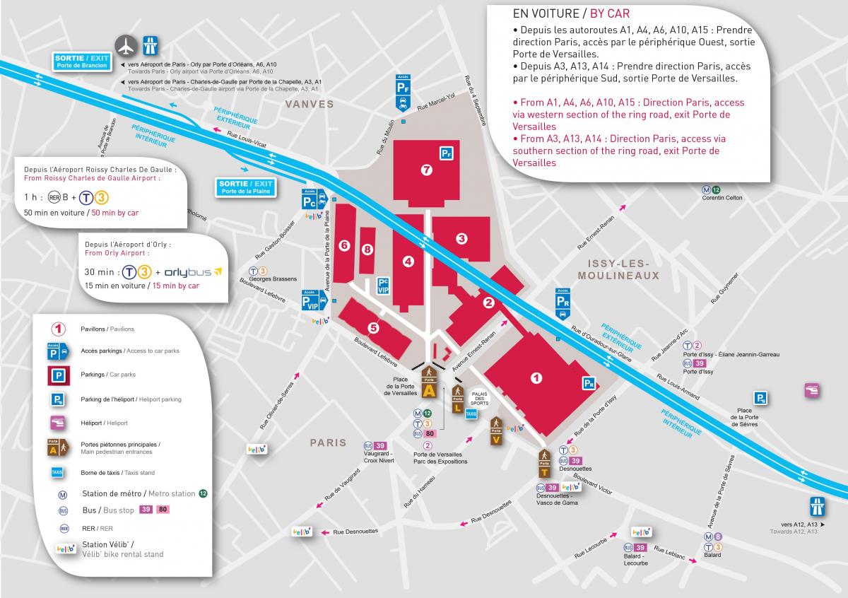 Bản đồ của Paris hội chợ triển lãm Porte de Versailles