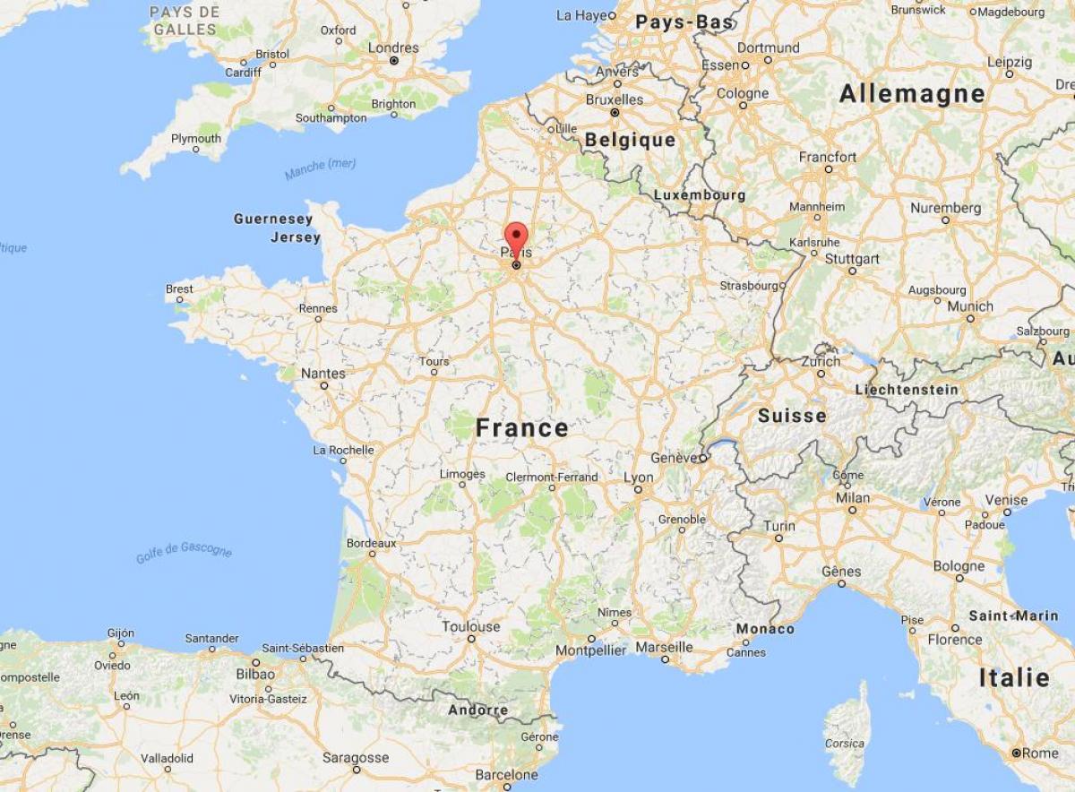 Bản đồ của paris trên bản đồ Pháp