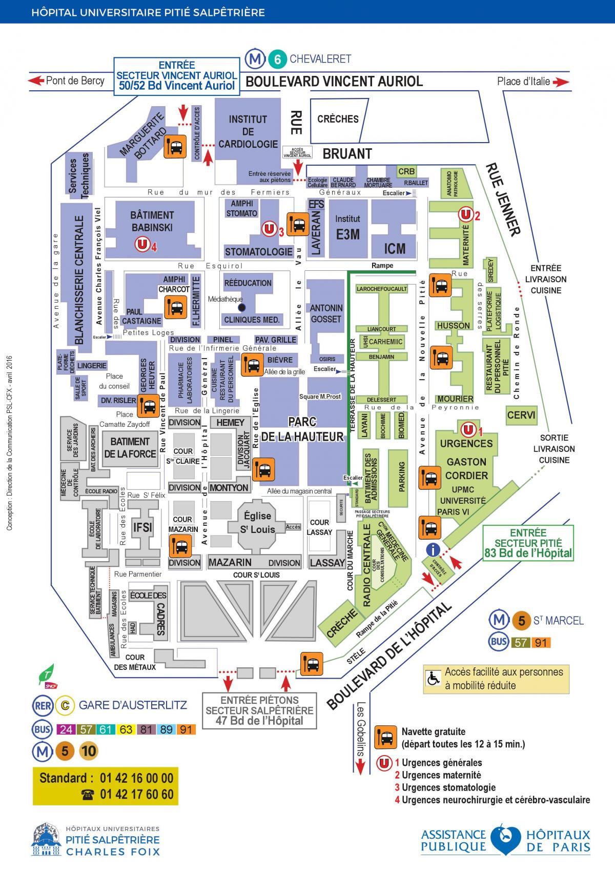 Bản đồ của Pitie Salpetriere bệnh viện