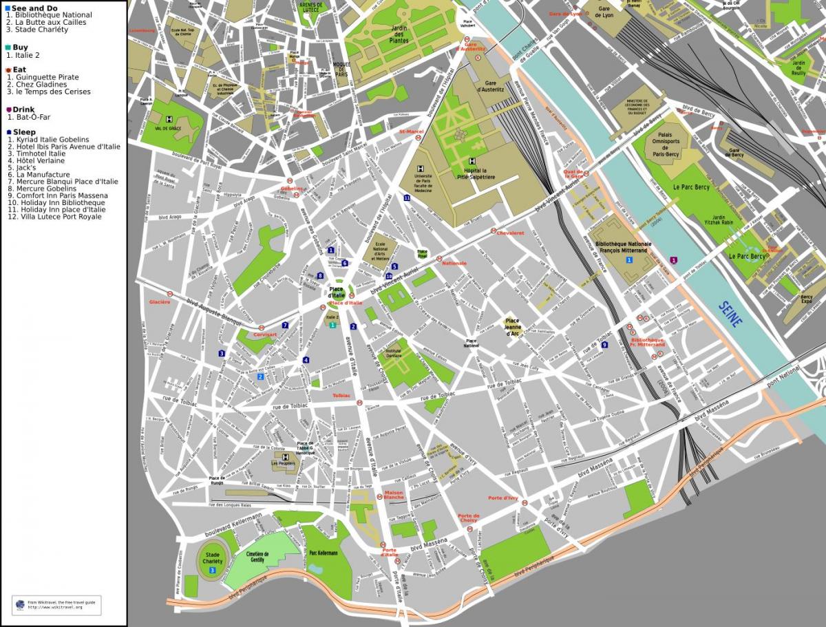 Bản đồ của quận 13 của Paris