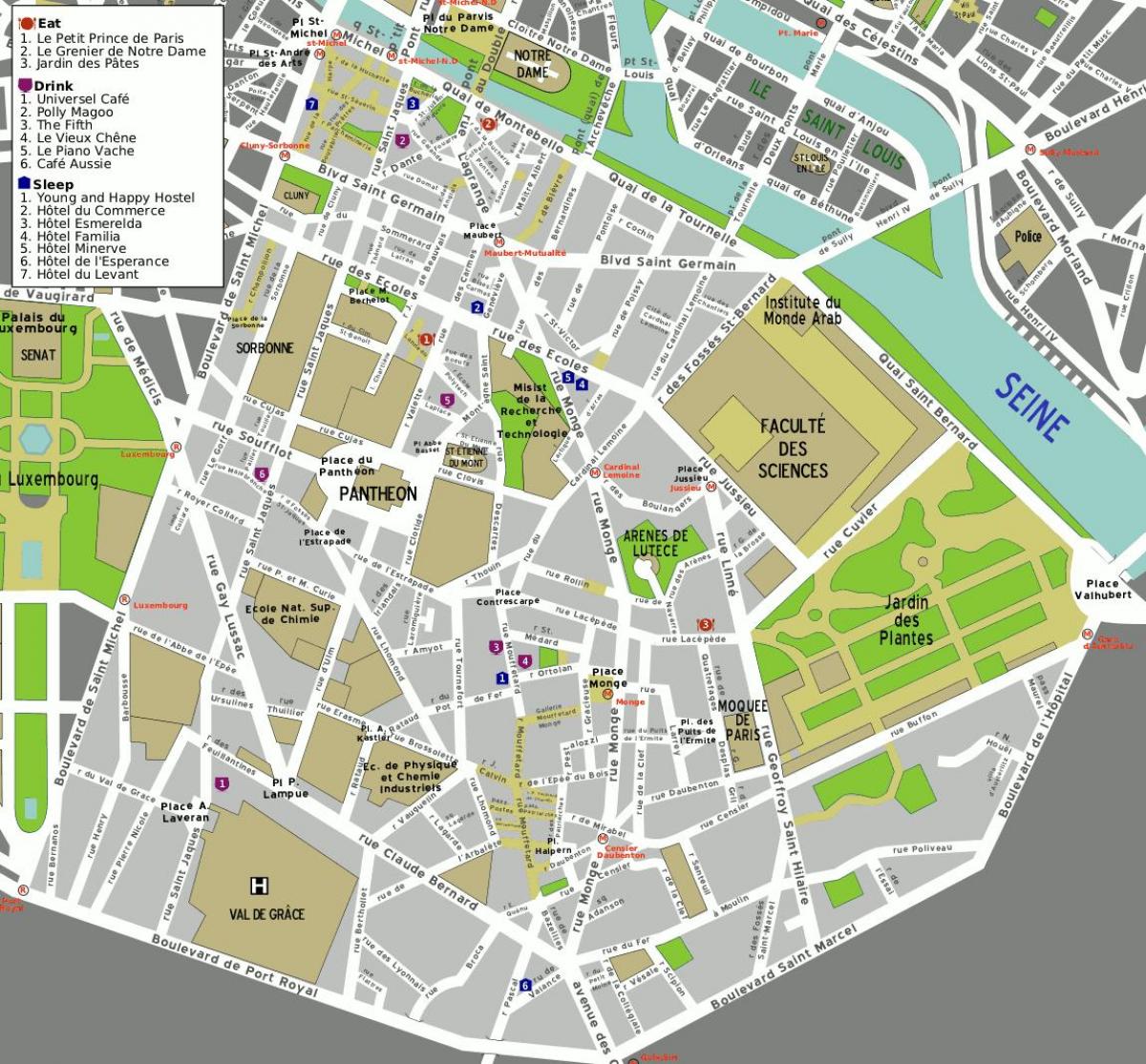 Bản đồ của quận 5 của Paris