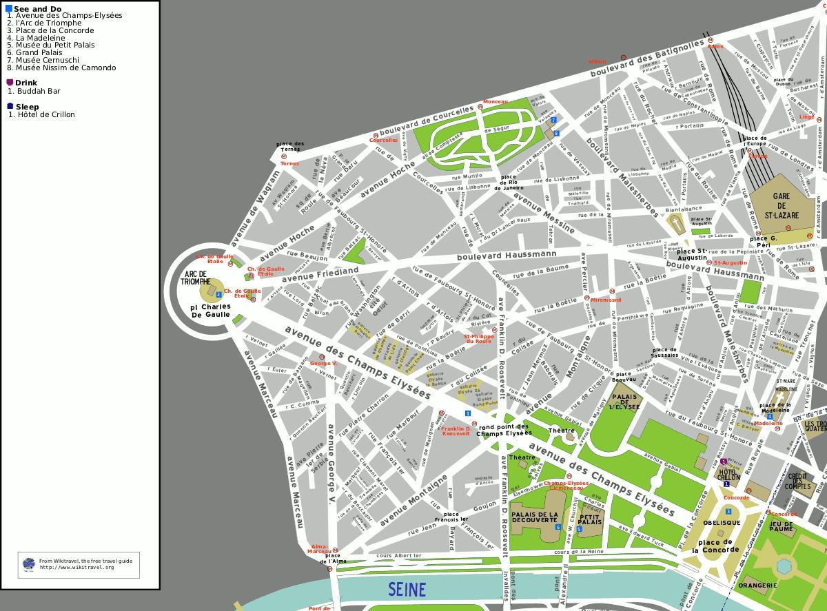 Bản đồ của quận 8 của Paris