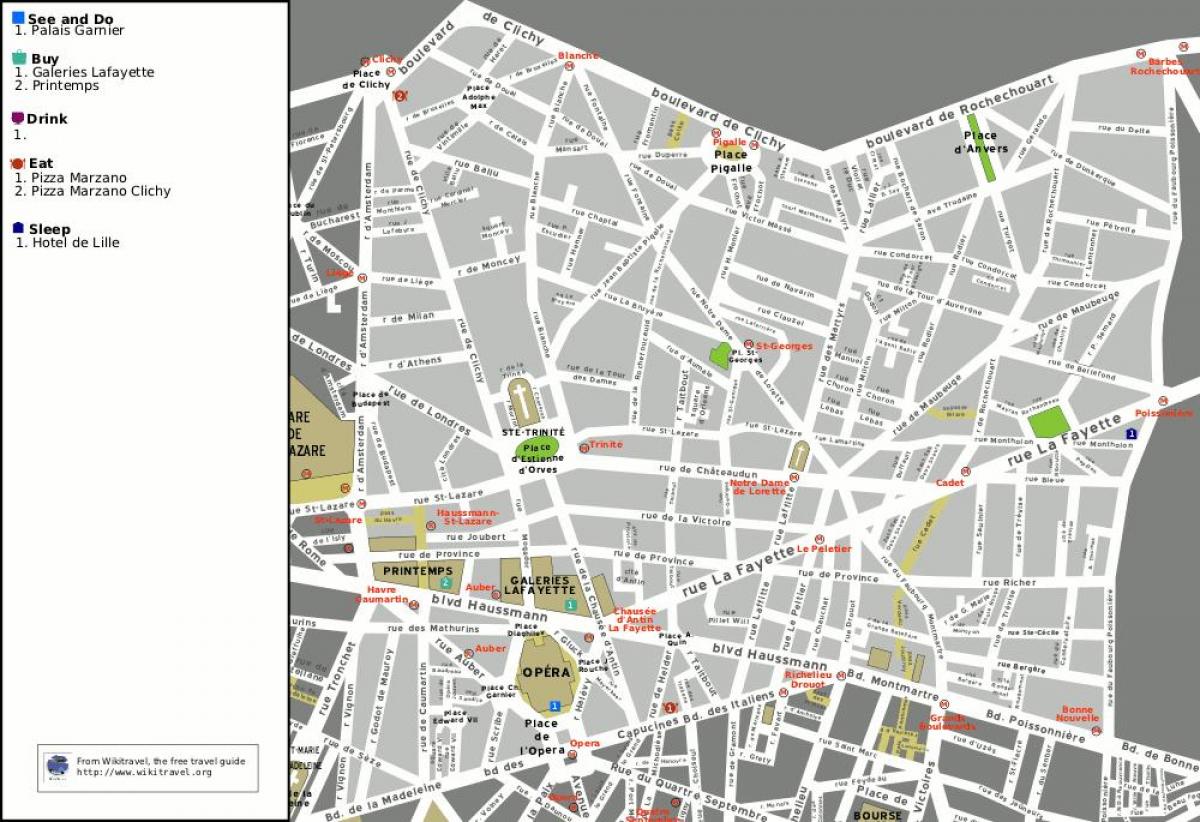Bản đồ của quận 9 của Paris