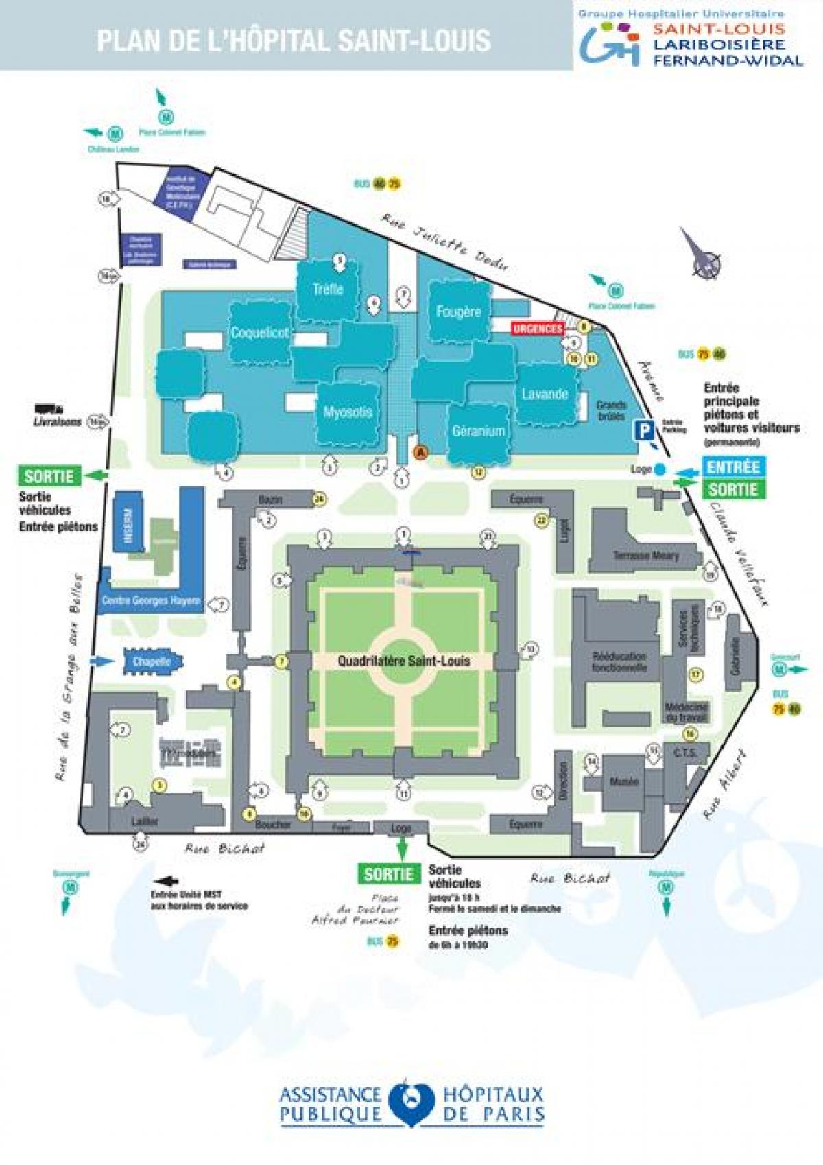 Bản đồ của Saint-Louis bệnh viện