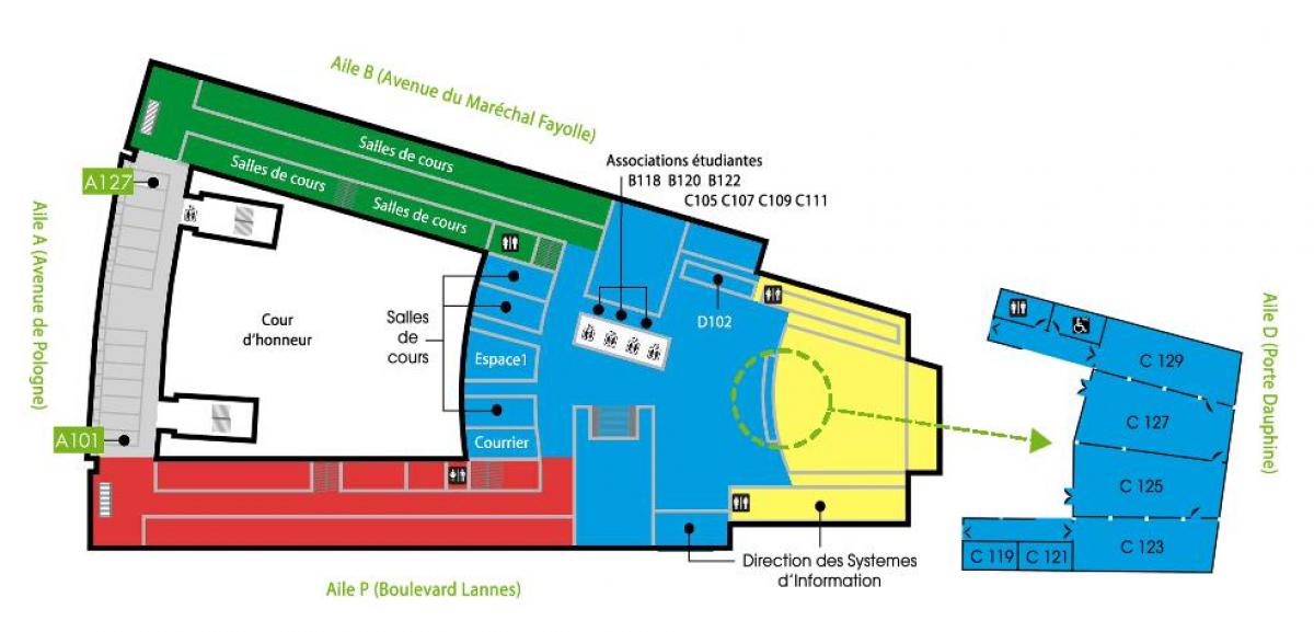 Bản đồ của đại học Dauphine - tầng 1