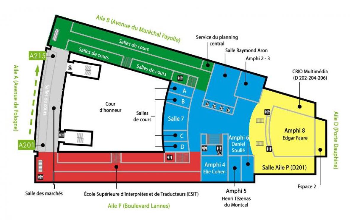 Bản đồ của đại học Dauphine - tầng 2