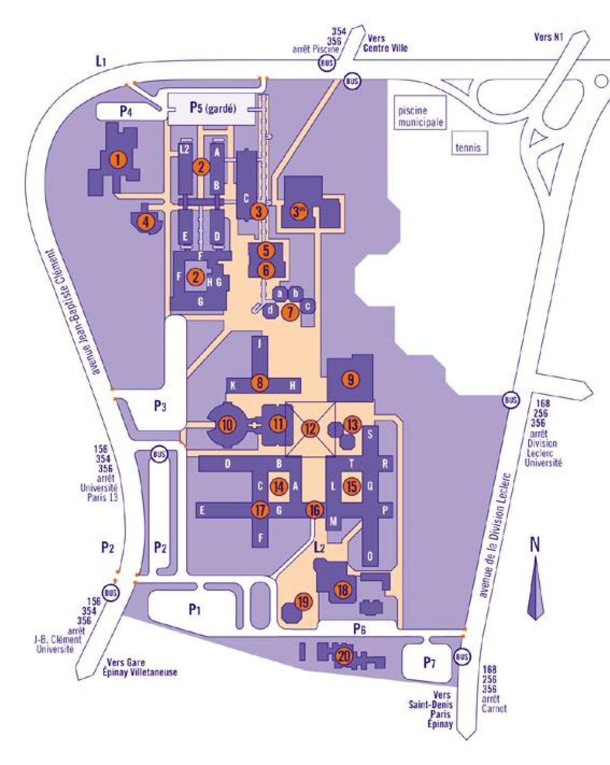 Bản đồ của Đại học Paris thứ 13