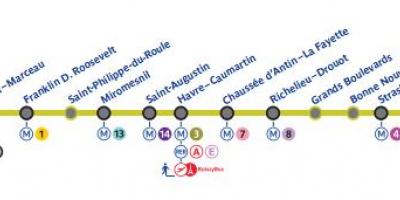 Bản đồ của Paris đường tàu điện ngầm 9